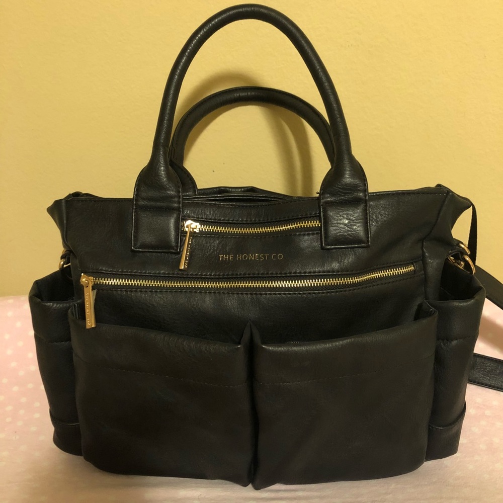 Faux leather diaper bag